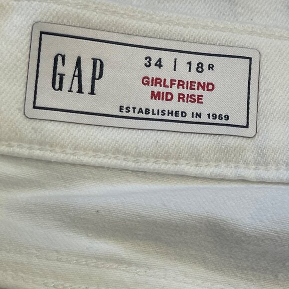 GAP Girlfriend Mid Rise Jeans Women's Plus Size 34 (18R) White Cotton Denim FLAW - Picture 8 of 11